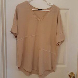 DOE & RAE Exposed Hem Dolman Blouse Top